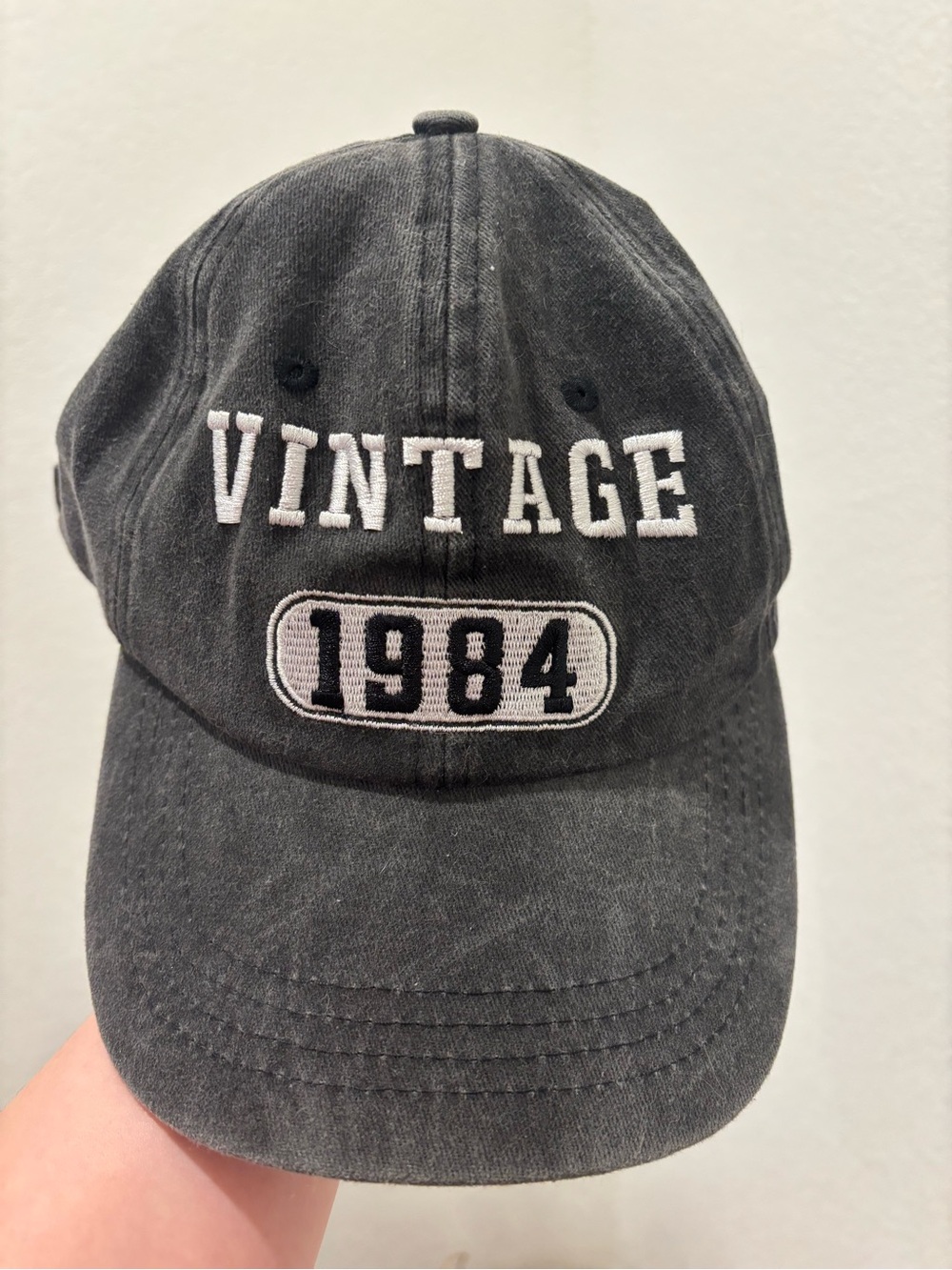 Vintage 1984 Embroidered Baseball Cap - Charcoal Gray